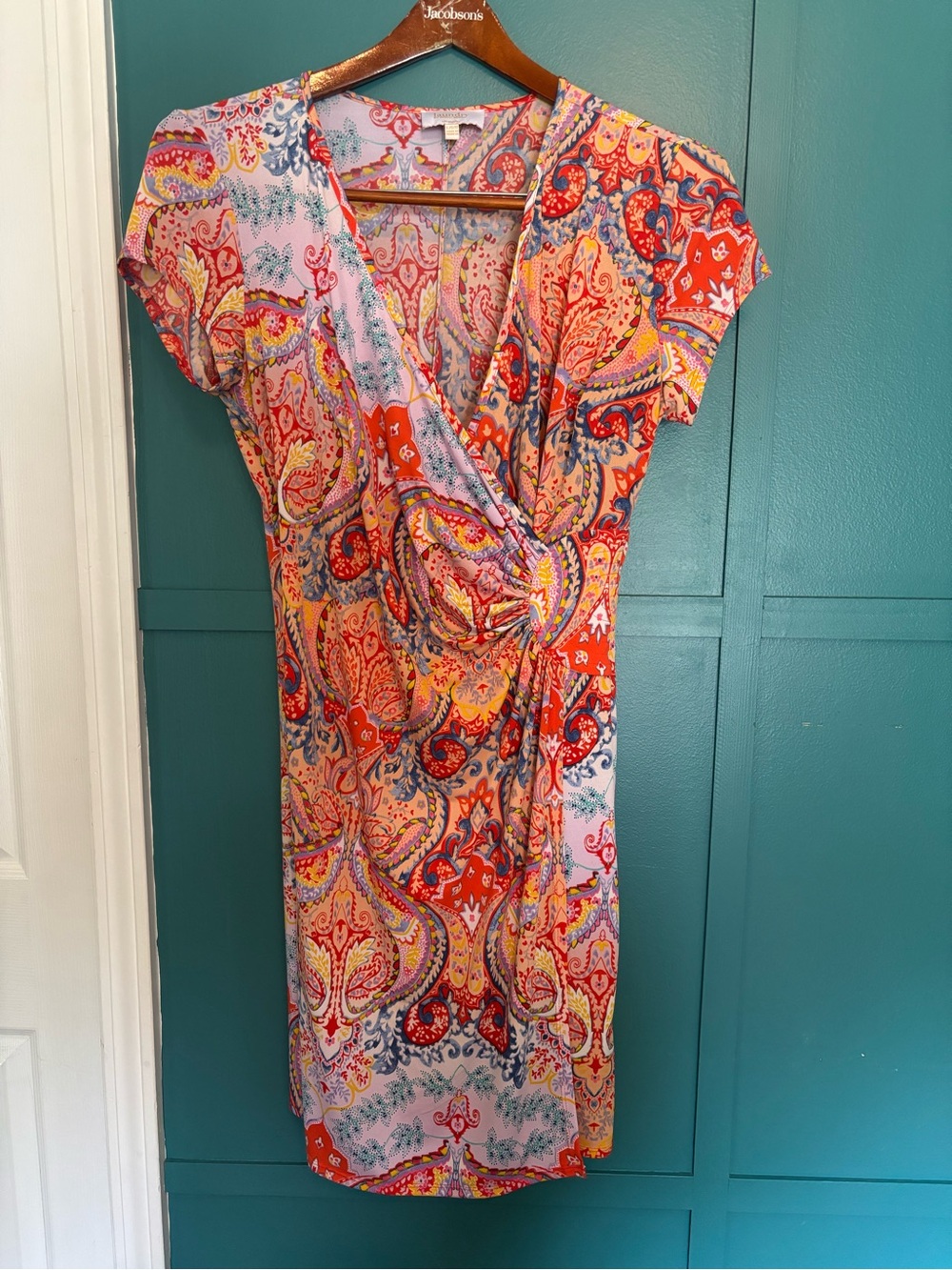 Laundry Multicolor Paisley Wrap-Style Dress Size Large - Stretch